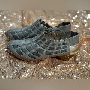 Rieker Gray Woven Leather Mules